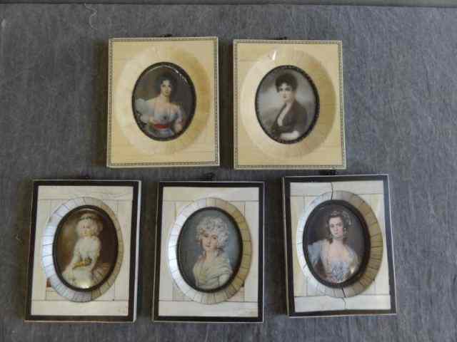 Appraisal: Miniatures on Bone in Vintage Frames From a Rye NY