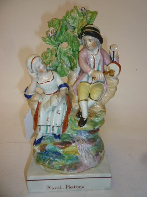 Appraisal: A RALPH WOOD PEARLWARE FIGURE GROUP late th century Rural