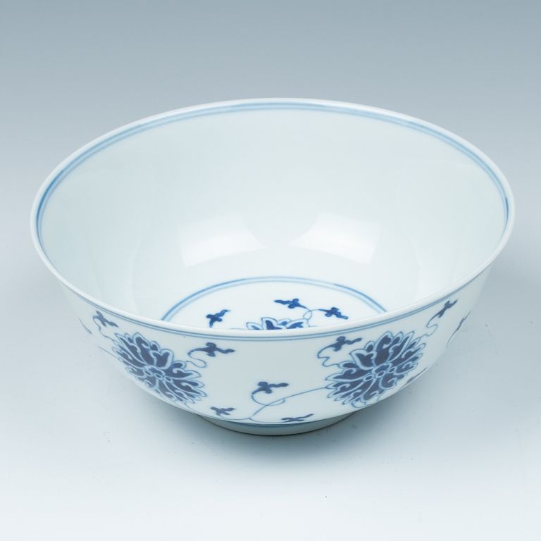 Appraisal: BLUE WHITE BOWL GUANGXU MARK AND PERIOD A blue and