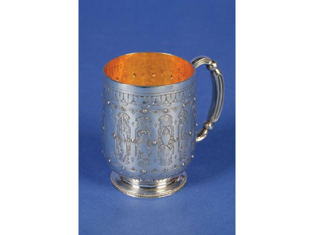 Appraisal: A VICTORIAN CHRISTENING MUG of circular form with a reeded