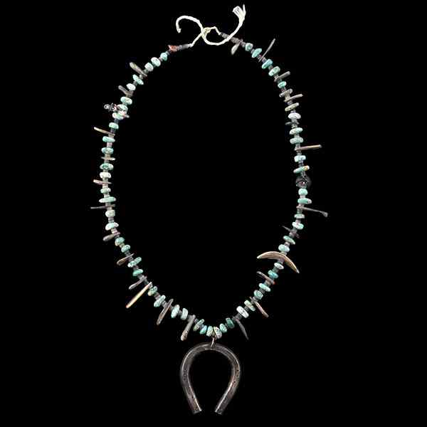 Appraisal: Navajo Turquoise Nugget and Mother-of-Pearl Necklace with Naja Collected by