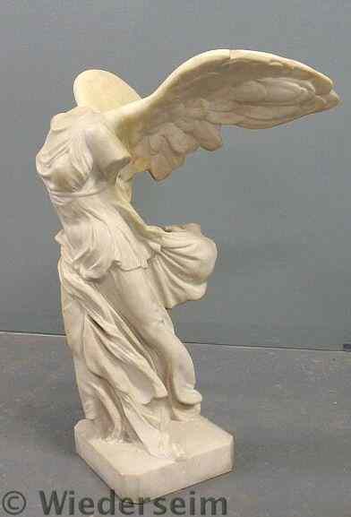 Appraisal: Carved marble Victory statue of a headless winged angel signed