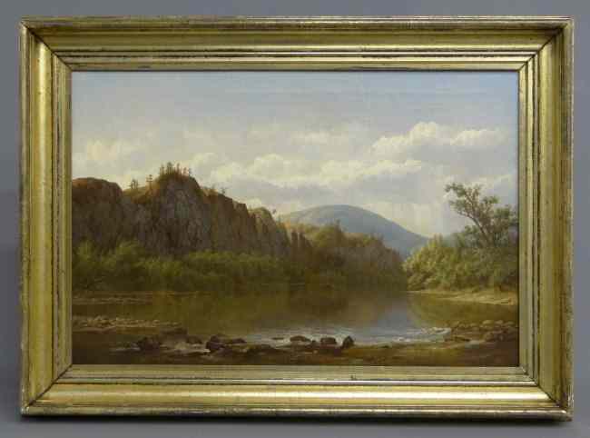 Appraisal: th c oil on canvas Hudson River School landscape Site