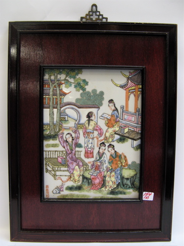 Appraisal: SET OF FIVE CHINESE HAND PAINTED PORCELAIN PLAQUES one depicts