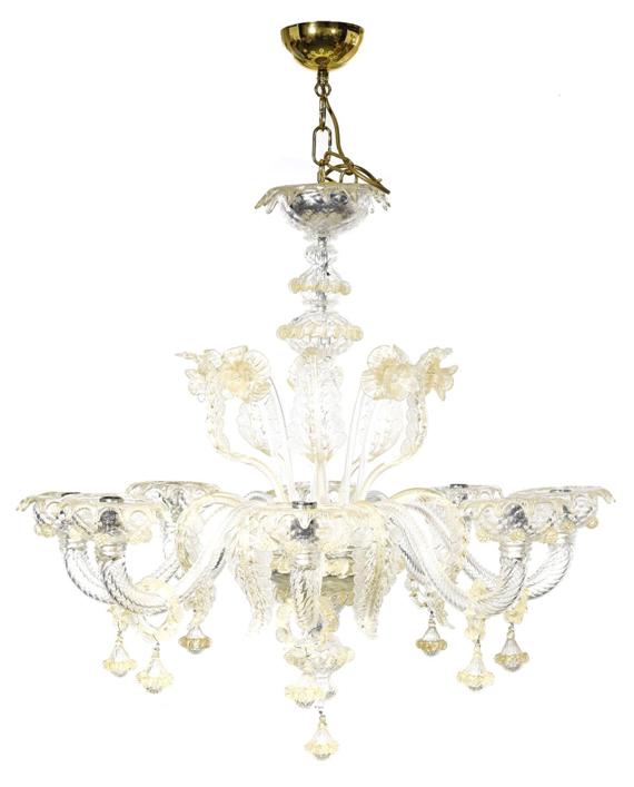 Appraisal: EIGHT-LIGHT MURANO CHANDELIER Baroque style th cent Barovier Toso Transparent