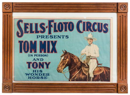 Appraisal: Sale Lot CIRCUS SELLS-FLOTO Poster Tom Mix and Tony his