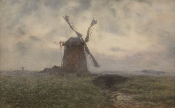 Appraisal: ARTHUR FEUDEL GERMAN - x Katwijk windmill Watercolor on paper