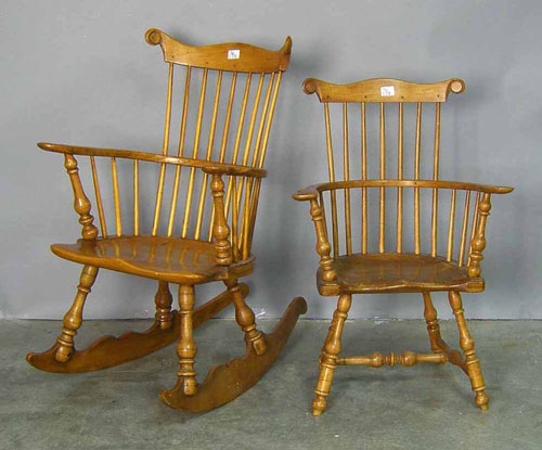 Appraisal: Steely windsor rocker and armchair