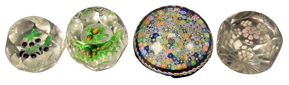 Appraisal: Four Perthshire Paperweights to include two Millefiori along with one