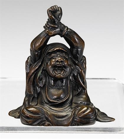 Appraisal: Japanese bronze model of Daruma th century Seated figure modeled