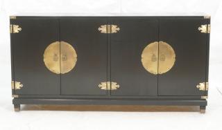 Appraisal: Ebonized Asian style Four Door Credenza Sideboard Ebonized Asian style