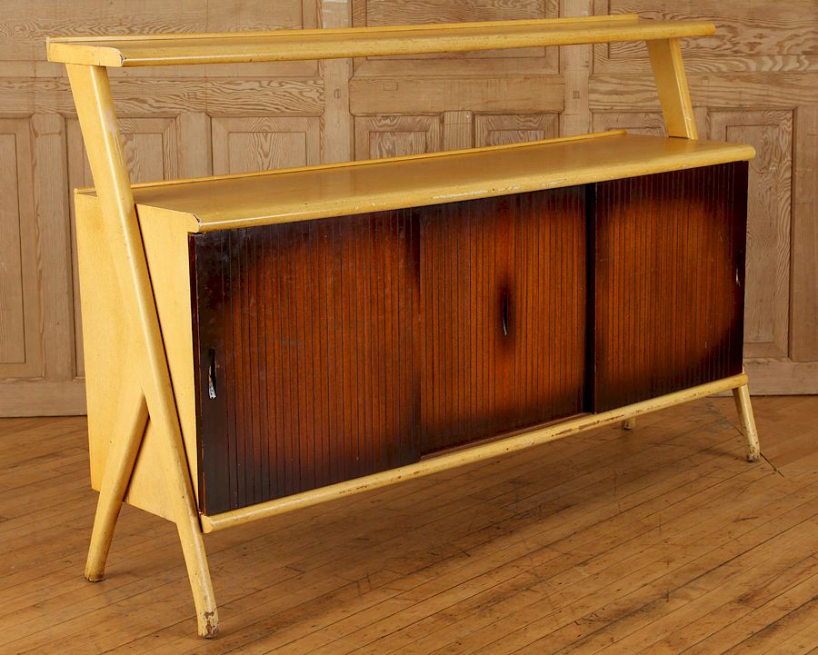 Appraisal: BLONDE MAHOGANY CREDENZA MANNER VLADIMIR KAGAN A mid century modern