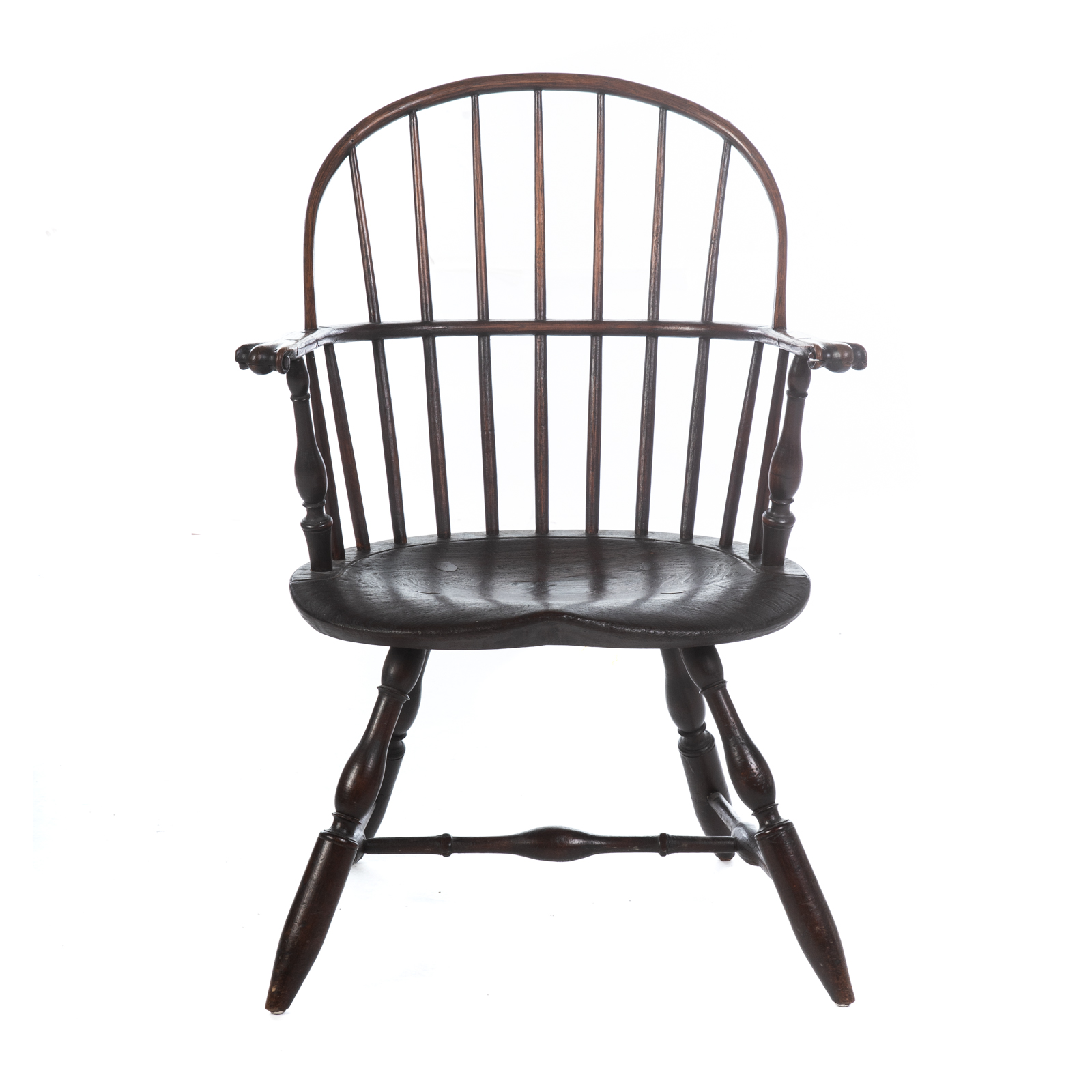 Appraisal: FEDERAL POPLAR SACK BACK WINDSOR ARM CHAIR Circa sack back