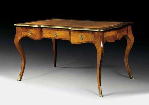 Appraisal: BUREAU-PLAT late Louis XV France th century Tulipwood and purpleheart