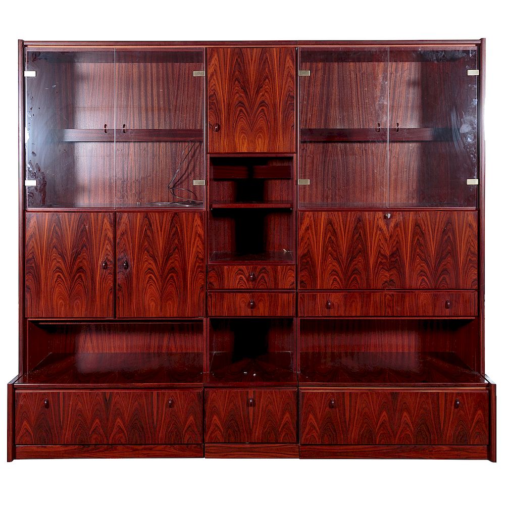 Appraisal: German Modular Rosewood Veneered Cabinet th century center unit with