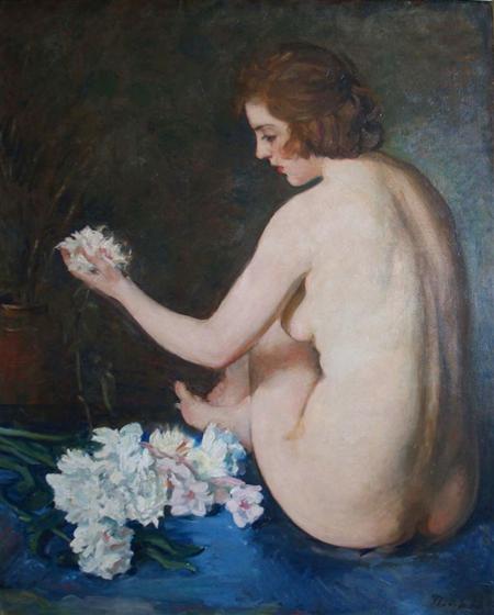 Appraisal: Max Bohm American - Female Nude with Flowers Estimate -