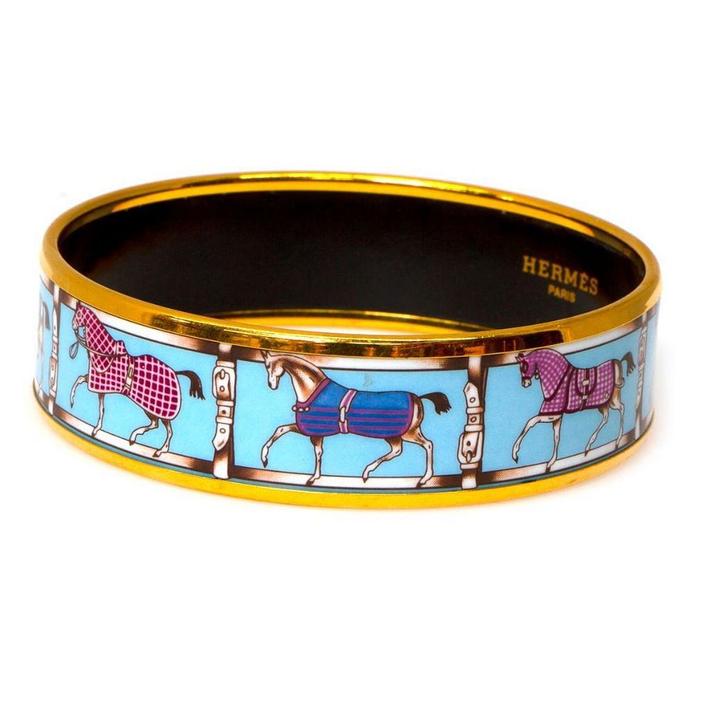 Appraisal: Hermes enamel bangle bracelet diameter in width in signed Hermes