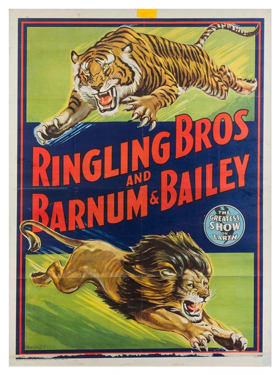 Appraisal: Sale Lot CIRCUS RINGLING BROTHERS AND BARNUM BAILEY Poster Lion