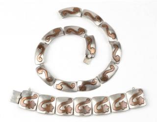 Appraisal: A silver and copper set Emma Melendez Stamped Emma for