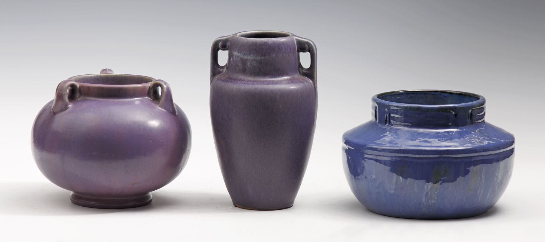 Appraisal: Purple Fulper Vase w Handles Excellent Ht Dia