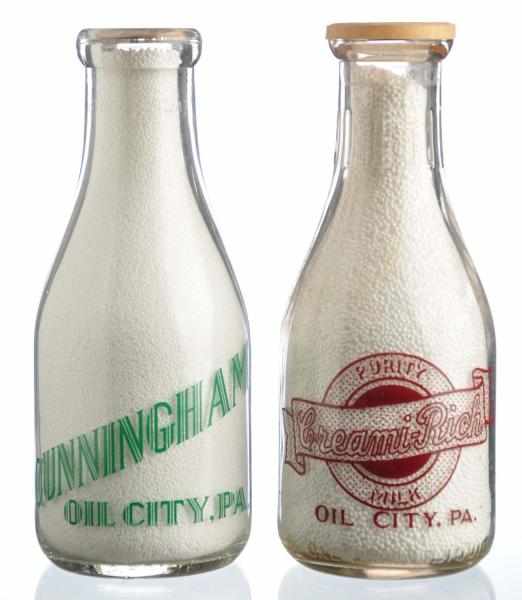 Appraisal: Lot of Oil City Pennsylvania Milk Bottles Description One bottle