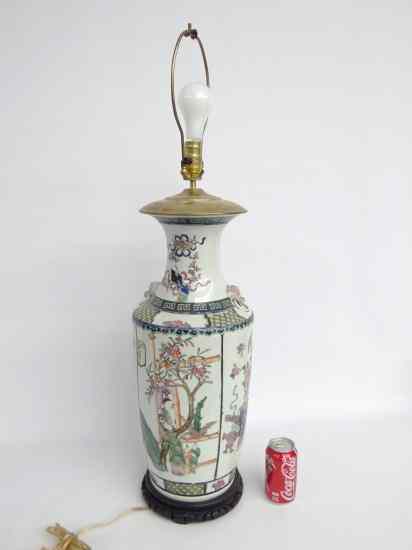 Appraisal: Asian porcelain vase lamp '' Overall Ht