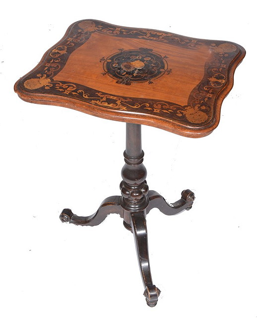 Appraisal: A VICTORIAN SATINWOOD OCCASIONAL TABLE with inlaid floral marquetry top