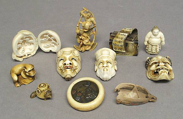 Appraisal: Property of various owners Including three masks respectively depicting Jurojin