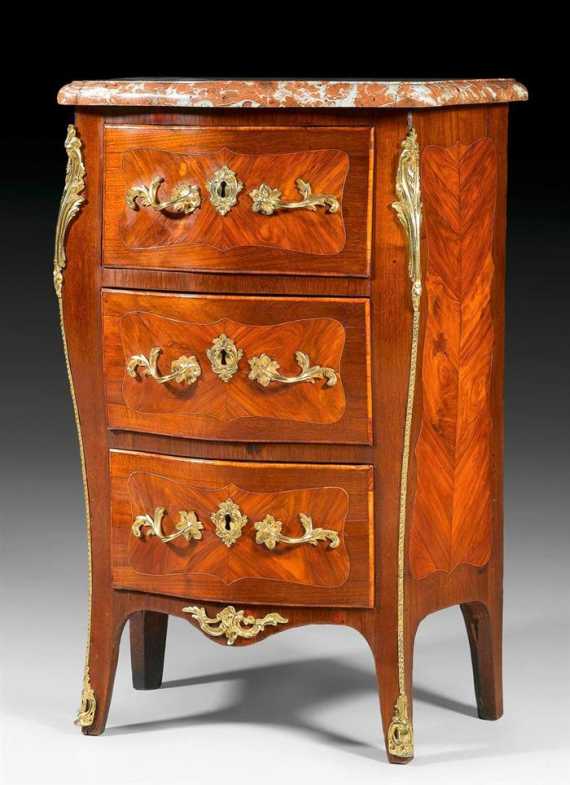 Appraisal: SMALL COMMODE Louis XV stamped J POPSEL Jean Popsel maitre