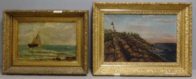 Appraisal: Two Oil on Canvas Seascapes Sailboats at sea - monogrammed