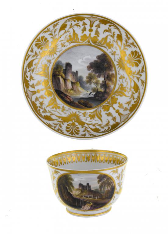 Appraisal: A TEACUP AND SAUCER Near Palermo and Near Bologna Italy