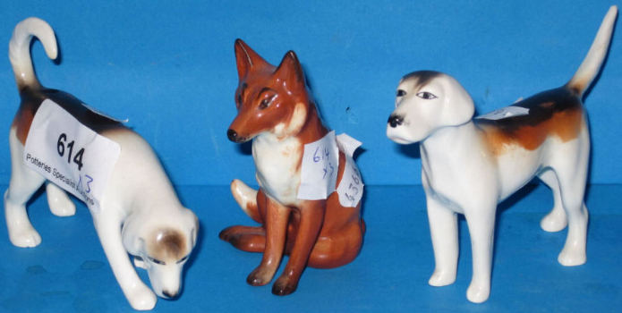 Appraisal: Beswick Foxhound Foxhound And Small Seated Fox