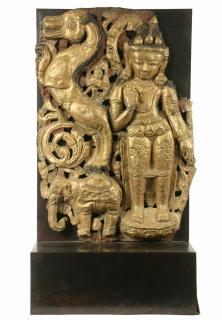 Appraisal: HINDU GILT ARCHITECTURAL ELEMENT th- th c Kush Gilt Repousse