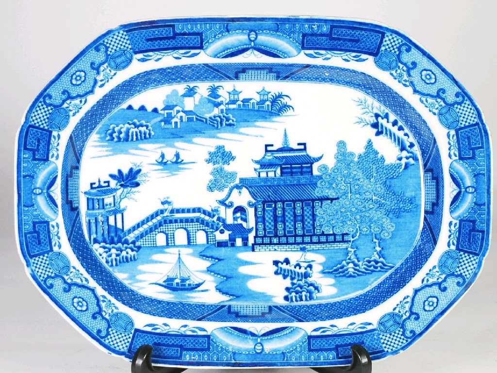 Appraisal: SWANSEA BLUE AND WHITE POTTERY WILLOW PATTERN MEAT DISH circa