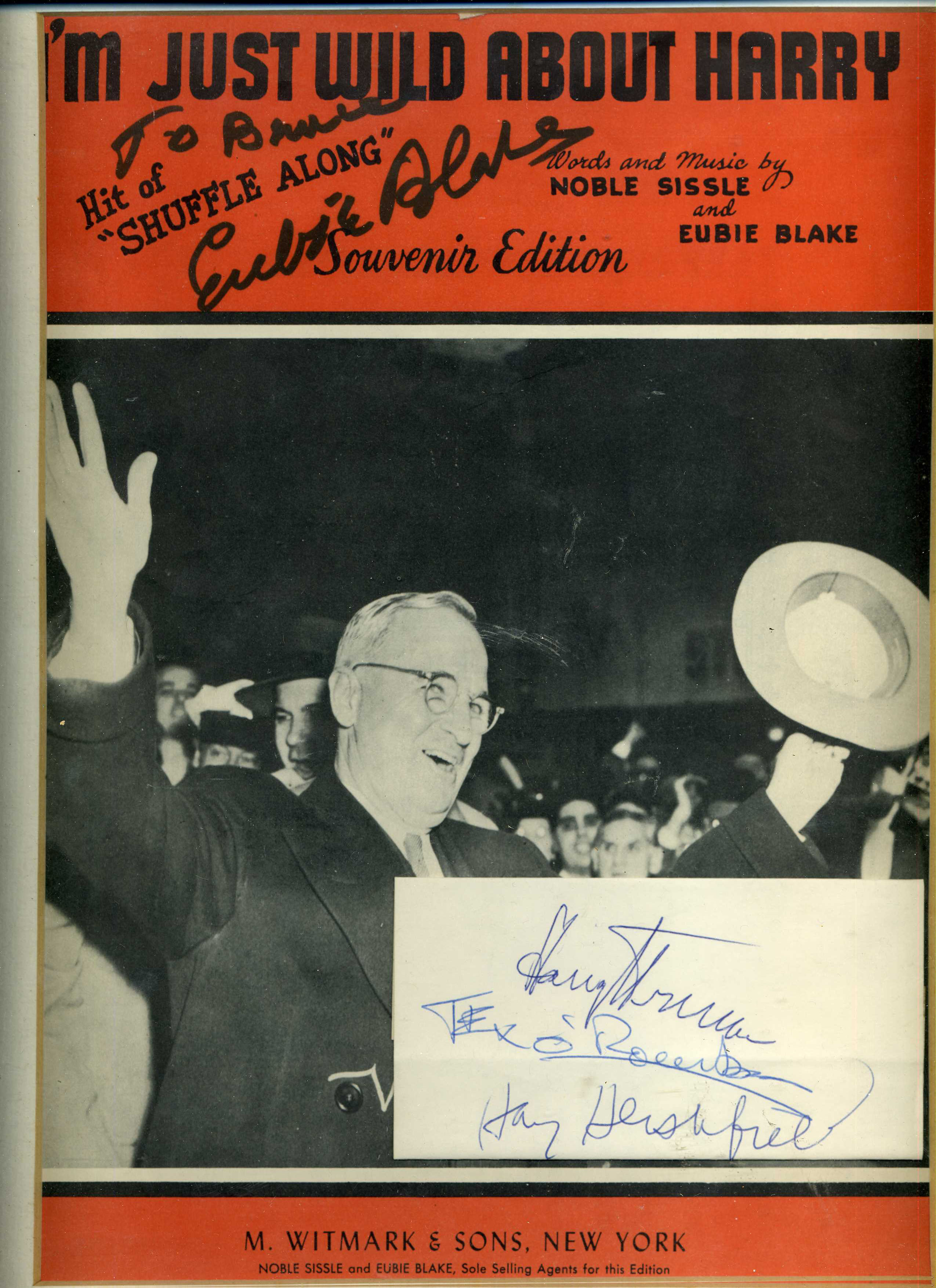 Appraisal: piece Autograph Material Blake Eubie Sheet Music Cover Signed I'm