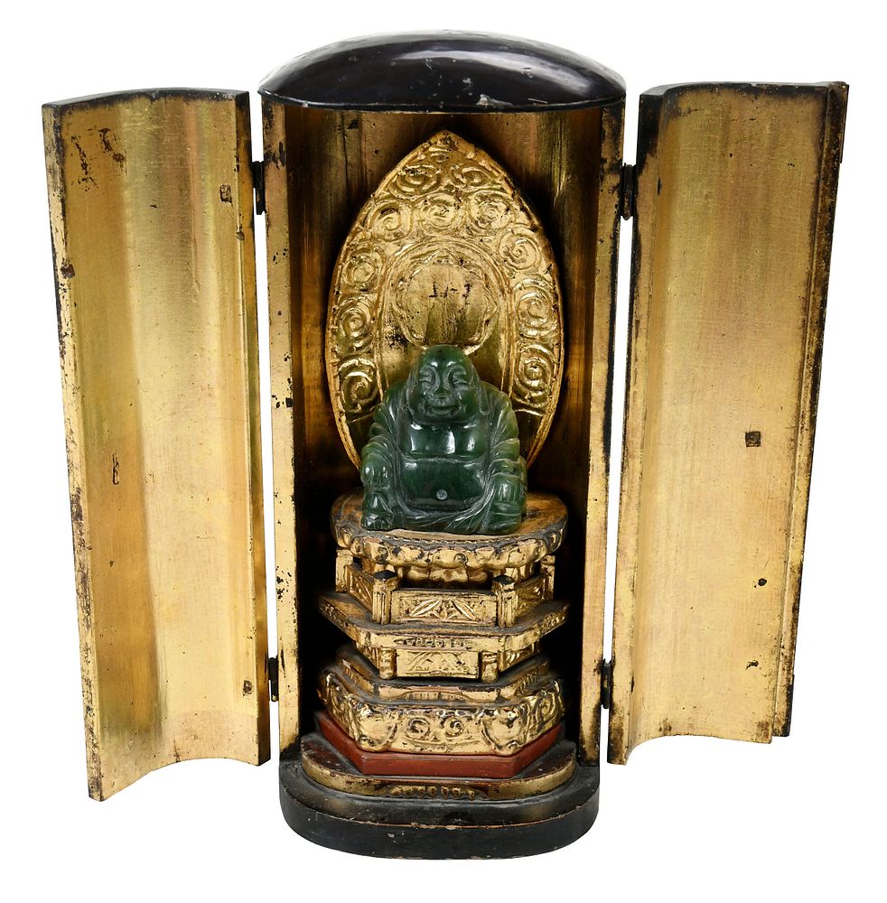 Appraisal: Japanese Traveling Shrine with Hardstone Buddha th early th century