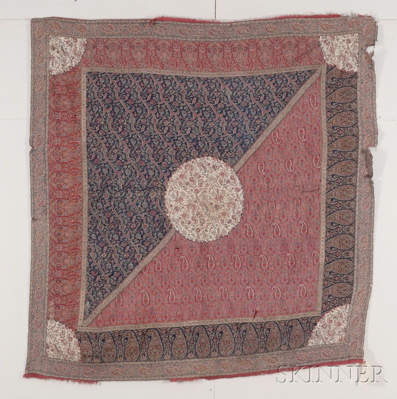 Appraisal: Kashmir Moon Shawl Northern India th century several small holes