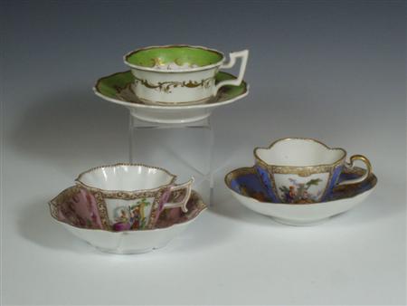 Appraisal: Two th century porcelain German cabinet cups and saucers each