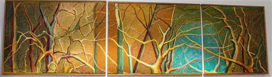 Appraisal: Sale Lot Ms Richmond CIRCA s Orange Triptych oil on