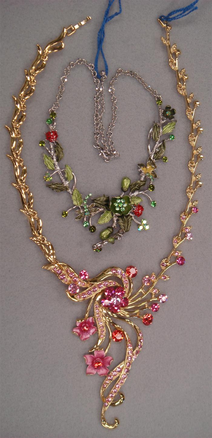 Appraisal: -Fashion necklaces Featuring green enameling-rhinestones along with ladybugs Featuring varied