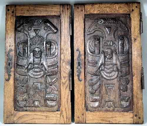 Appraisal: A pair of th Century French oak panels carved in