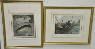 Appraisal: Set of six fishing Harper's Weekly hand colored lithographs framed