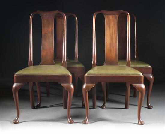 Appraisal: Set of four Biggs Queen Anne style mahogany upholstered dining