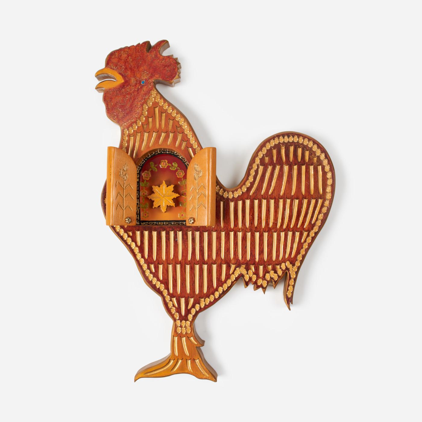 Appraisal: DOC WOLVERTON THIS ROOSTER WOKE UP THE SUN PAINTED WOOD