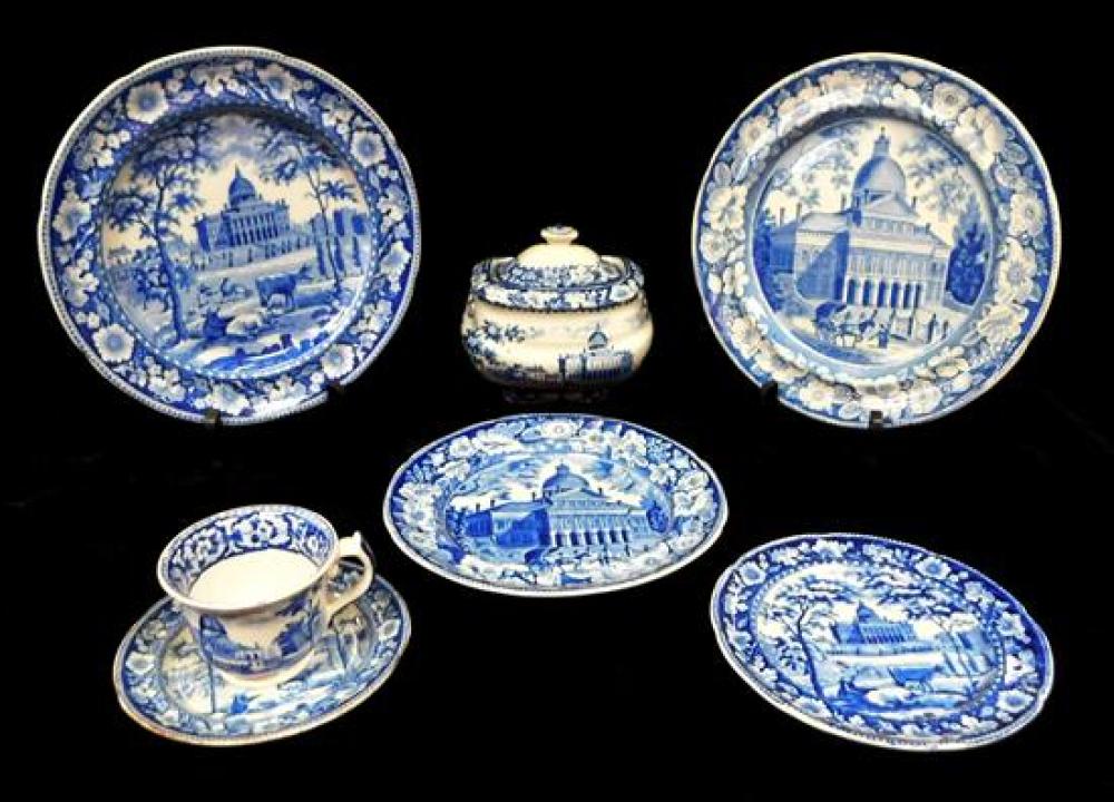 Appraisal: Staffordshire seven pieces Old Boston State House pattern including one