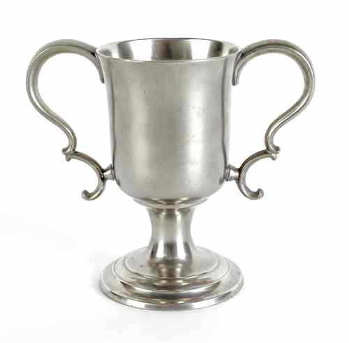 Appraisal: New York pewter two-handled cup attributed to Thomas Boardman ca