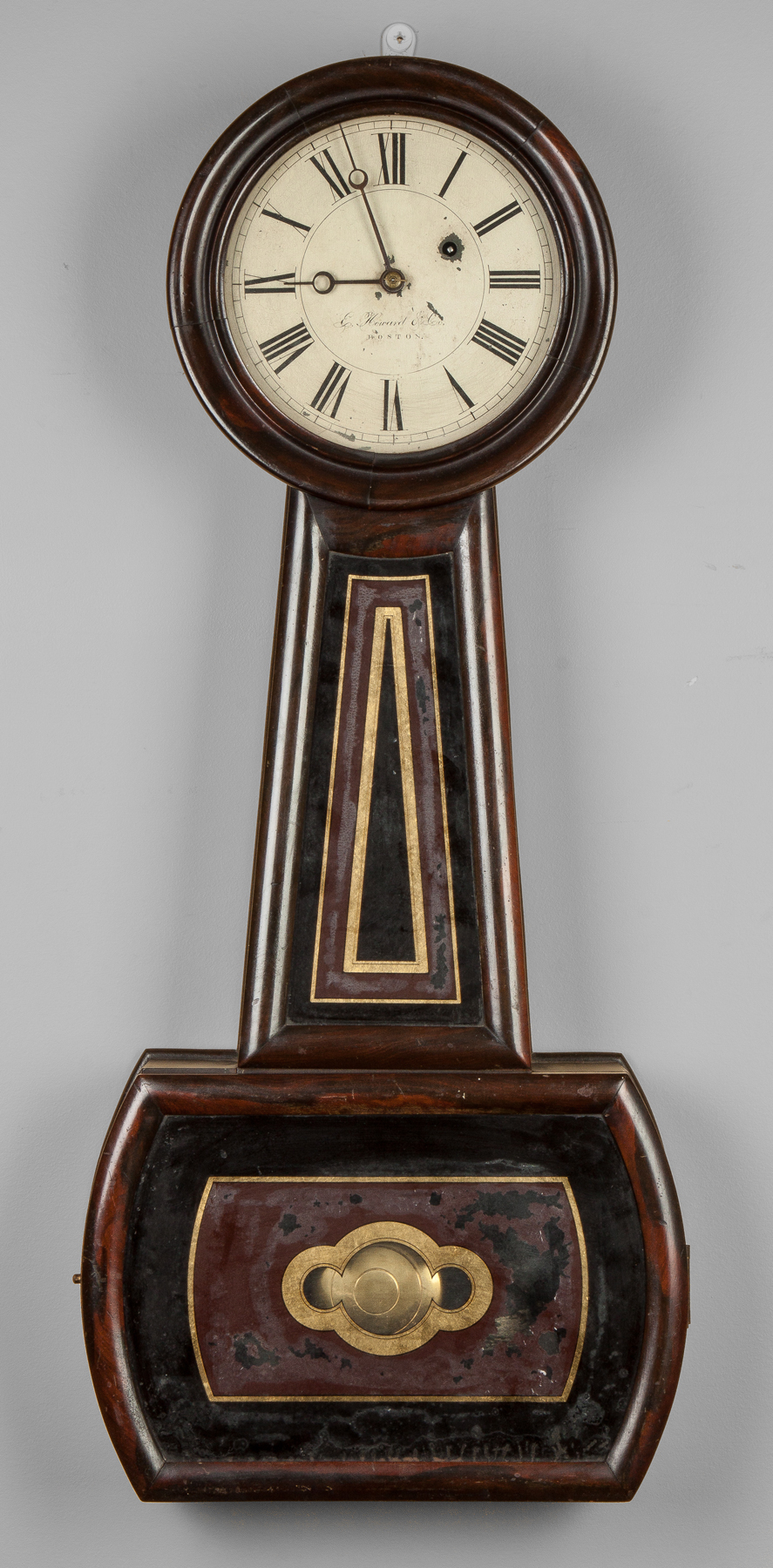 Appraisal: E Howard Co Banjo Clock Grained rosewood case original finish