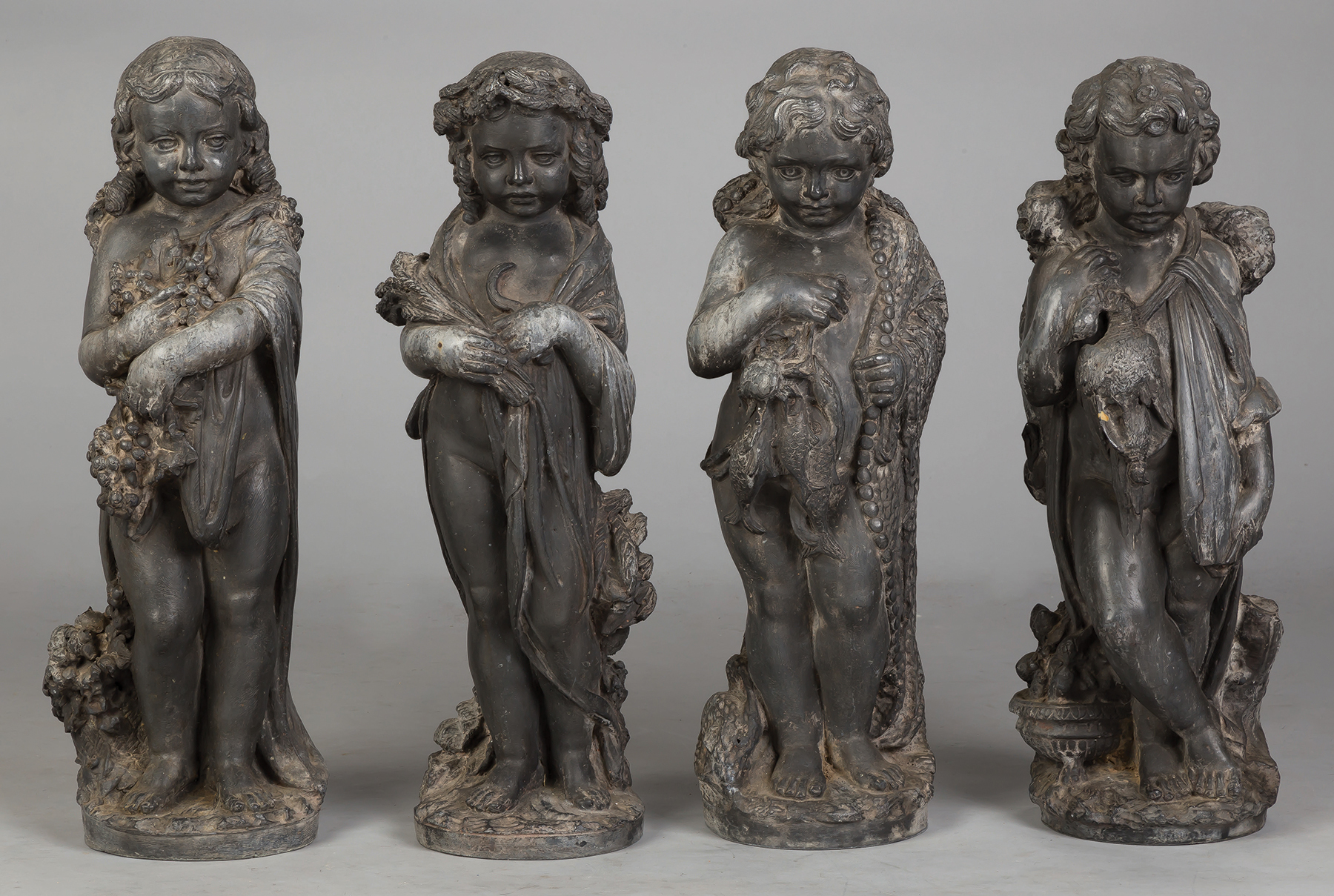 Appraisal: Four Seasons Zinc Garden Sculptures Early th century