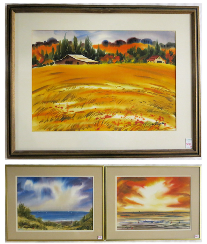 Appraisal: LEWIS SUZUKI THREE WATERCOLORS ON PAPER California born Farmland and