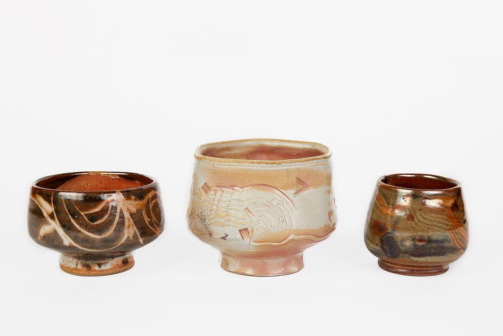 Appraisal: John Glick Three Unique Tea Bowls John Glick - Three